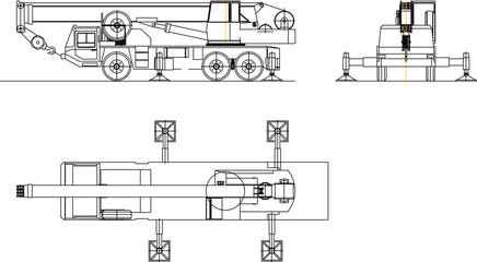 Vector sketch illustration design of multi-storey building construction car heavy lifting pulley