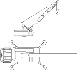 Vector sketch illustration of heavy lifting pulley construction car design