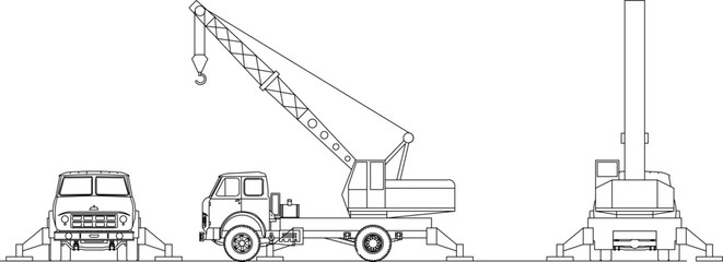 Vector sketch illustration of construction car design for multi-storey buildings carrying heavy loads