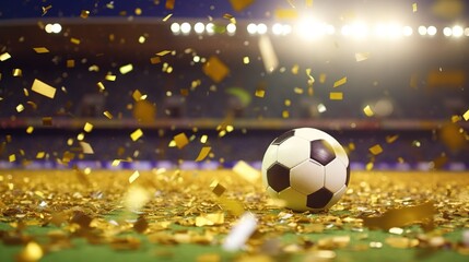 Soccer Celebration with Golden Confetti on Field