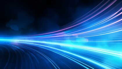 Abstract blue, dark blue, black line light wave with minimal neon background with glowing wavy line