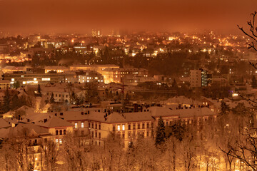Cluj-Napoca Romania landscape during winter nights