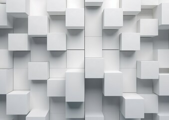 Abstract white geometric cubes shapes background