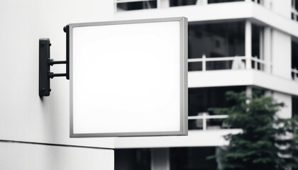 White blank empty square signboard mockup light box mock up for logo brand presentation