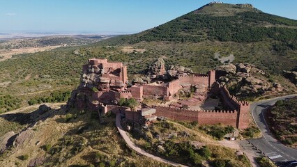 drone photo Peracense castle, Castillo de Peracense Spain Europe