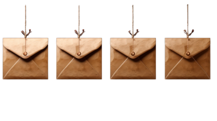 Set of Envelopes Isolated on Transparent or White Background, PNG