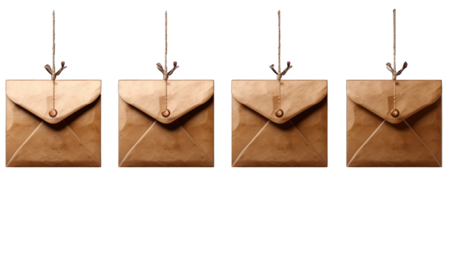 Set of Envelopes Isolated on Transparent or White Background, PNG