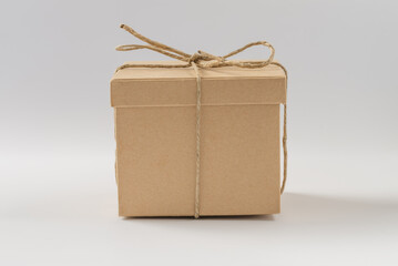 Brown paper premium box on gray background