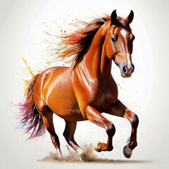 Horse in falling colors on a white background