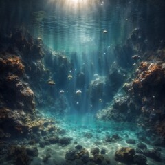 Fototapeta na wymiar Space underwater