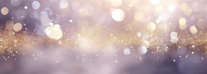 Fototapeta na wymiar abstract gold silver light reflection background with sparkles,Blurred background with bokeh lights and a blur effect suitable for adding depth and visual interest to designs, such as website banners,