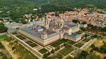 drone photo Royal Monastery of San Lorenzo de El Escorial, Real Monasterio de San Lorenzo de El Escorial Spain Europe