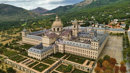 drone photo Royal Monastery of San Lorenzo de El Escorial, Real Monasterio de San Lorenzo de El Escorial Spain Europe