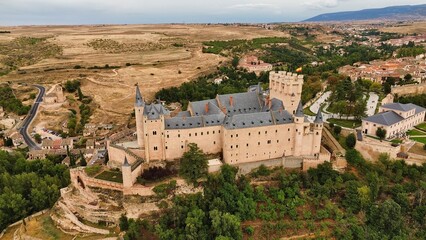 Fototapeta na wymiar drone photo Segovia Alcazar, Alcazar de Segovia Spain Europe