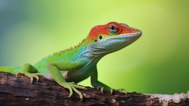 Chromatic Charm - Colorful Carolina anole (anolis) lizard. Generative AI