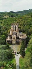 Fototapeta na wymiar drone photo Butron castle, Castillo de butron Spain Europe