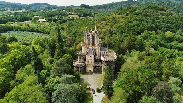 drone photo Butron castle, Castillo de butron Spain Europe