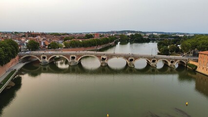 Fototapeta na wymiar drone photo Pont Neuf Toulouse France Europe