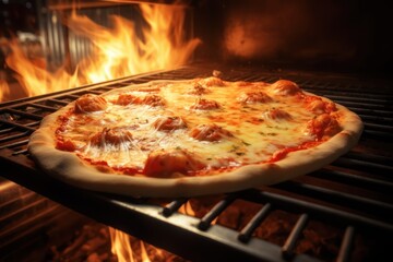 pizza in a oven