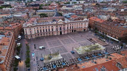 drone photo Capitole Square, Place du Capitole Toulouse France Europe - obrazy, fototapety, plakaty