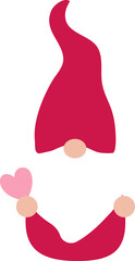 Cute Valentine's Day Gnome flat illustration.
