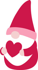 Cute Valentine's Day Gnome flat illustration.