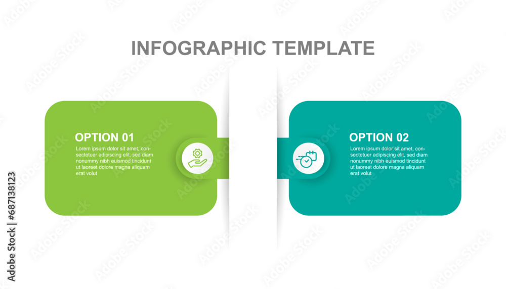Aufkleber Design template infographic for presentation and information graphic with 2 step option or sections 