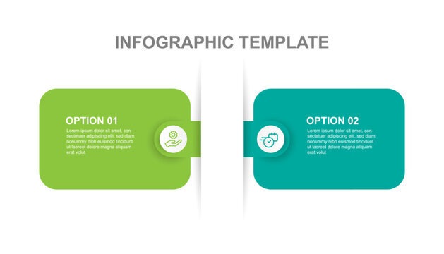 Design template infographic for presentation and information graphic with 2 step option or sections 