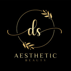 Letter DS Beauty Logo with Flourish Ornament