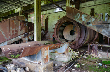 Abandoned feed mill near resettled village of Dronki in exclusion zone of Chernobyl nuclear power plant, Belarus