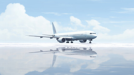 Fototapeta na wymiar Generative AI image of a plane on a frozen landscape
