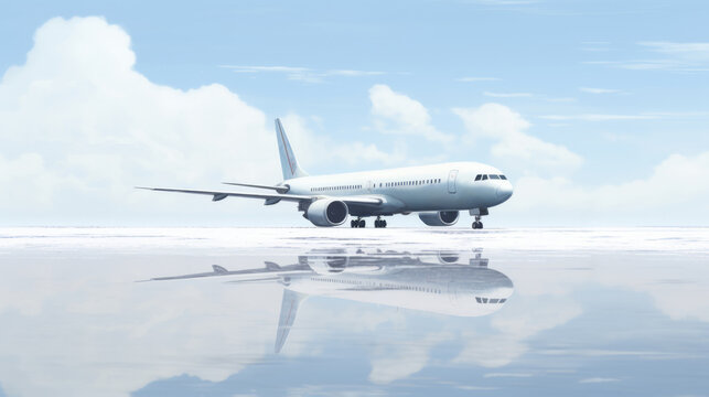 Generative AI image of a plane on a frozen landscape