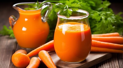 The Refreshing Blend of Carrot Juice and Fresh Herbs. Generative AI