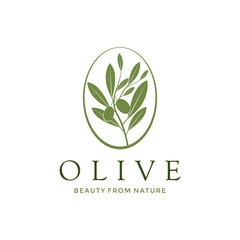 Olive Oil logo, Virgin Olive Oil Logo Premium Design label icon. Nature symbol. Organic branch brand identity. Vector illustration.