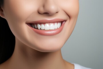 Obraz premium Beautiful woman's smile with perfectly white teeth. Dentistry concept.
