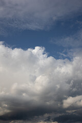 Blue sky. Beautiful Cumulus clouds flying across the sky, Beautiful natural clouds on the sky, deep blue sky
