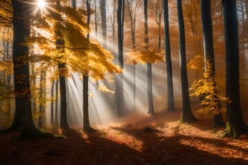 autumn forest in the morning