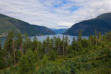 Landscape at the Hardangerfjord near Utne in Norway.