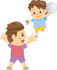 ボール投げ遊びをする男の子たち