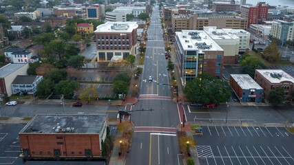 Aerial view of Wilmington, North Carolina in a cloudy day.