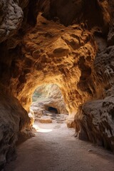 A tunnel carved through the rocky terrain, providing a passage through the rugged landscape. Perfect for illustrating adventure, exploration, or the journey through obstacles.