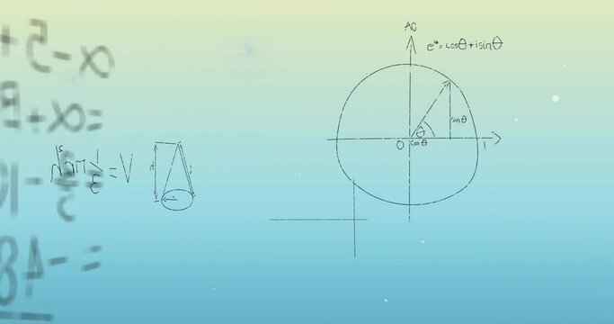 Animation of mathematical equations on blue background