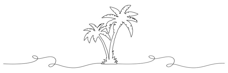 line art of palm trees by the beach