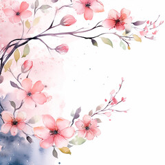 Watercolor vector spring floral card illustration. Universal artistic template for greeting cards, postcard.