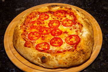 Traditional Italian vera Margherita pizza with mozzarella and basil isolated 