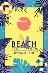 modern event beach party card design