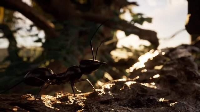 Ant 3D Animation, Forest Scene, Macro Cinematic 