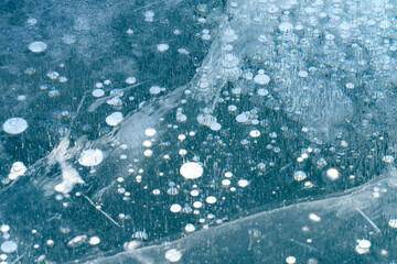 アイスバブル　厳冬期北海道の自然