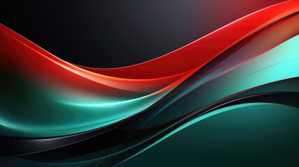 Vibrant green and red waves flow dynamically across a modern abstract backdrop with a soft green gradient.
