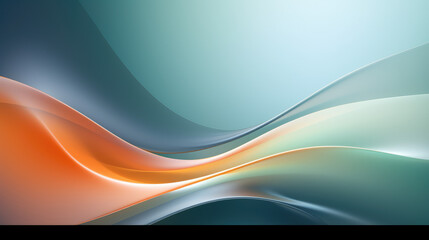 Vibrant green and orange waves flow dynamically across a modern abstract backdrop with a soft gradient.